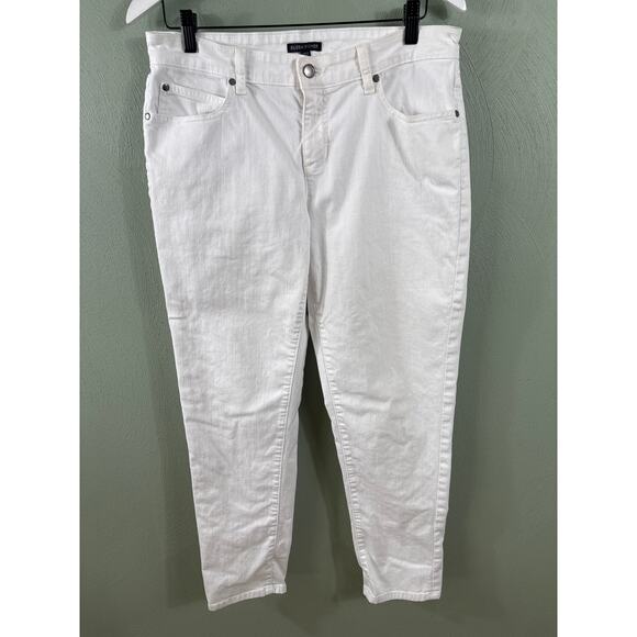 Eileen Fisher Women's Size 10 White Mid Rise Tapered Casual Everyday Denim Pants - Picture 8 of 10
